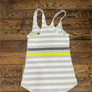 Lululemon Striped Gray and Yellow Tank